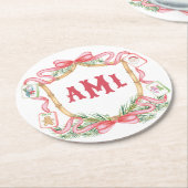 Christmas Mahjong | Monogram Ronde Kartonnen Onderzetter (Gebogen)