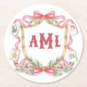 Christmas Mahjong | Monogram Ronde Kartonnen Onderzetter (Voorkant)