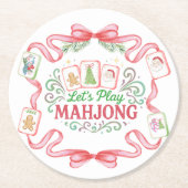 Christmas Mahjong | Monogram Ronde Kartonnen Onderzetter (Voorkant)