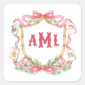 Christmas Mahjong | Monogram Vierkante Sticker (Voorkant)