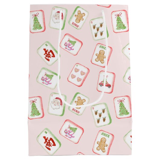 Christmas Mahjong Tiles Medium Cadeauzakje (Achterkant)