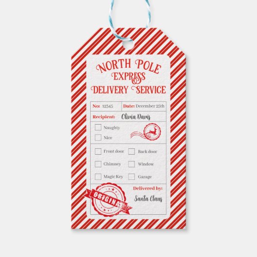 Christmas Mail From Santa North Pole Delivery Cadeaulabel (Voorkant)
