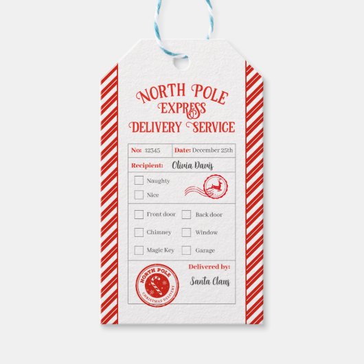 Christmas Mail From Santa North Pole Delivery Cadeaulabel (Voorkant)
