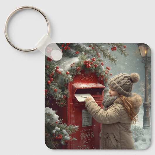 Christmas mailbox  cute festive winter accessory sleutelhanger (Voorkant)