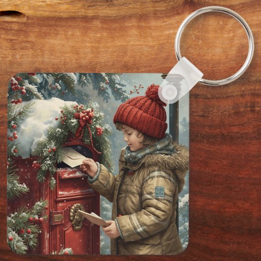 Christmas mailbox cute festive winter accessory sleutelhanger (Achterkant)
