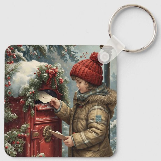 Christmas mailbox  cute festive winter accessory sleutelhanger (Achterkant)