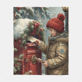 Christmas mailbox fleece blanket warm cozy winter  deken