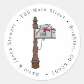 Christmas Mailbox Retour Adreslabel Ronde Sticker (Voorkant)