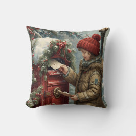 Christmas mailbox throw pillow winter cozy cushion kussen