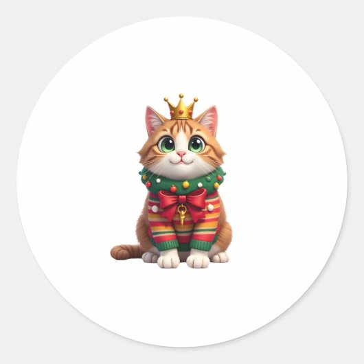 Christmas Maine Coon American Longhair (4) Ronde Sticker (Voorkant)