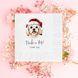 Christmas Maltese Dog Gepersonaliseerde Drinken Op Servet