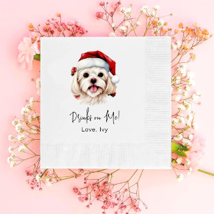 Christmas Maltese Dog Gepersonaliseerde Drinken Op Servet