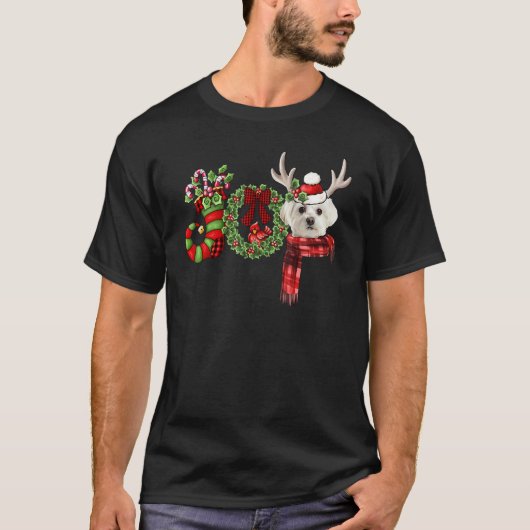 Christmas Maltese Joy Reindeer Xmas Funny T-shirt (Voorkant)