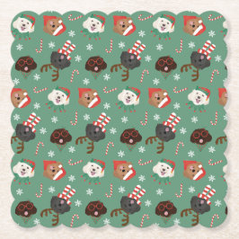 Christmas Maltipoo Honden Kartonnen Onderzetters