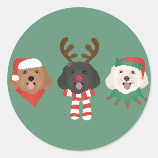 Christmas Maltipoo Honden Ronde Sticker (Voorkant)