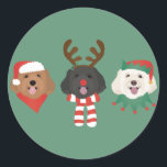 Christmas Maltipoo Honden Ronde Sticker<br><div class="desc">Schattigee illustratie van Maltipoo honden gekleed in vakantie kleding. Perfect voor dierenliefhebbers en eigenaars tijdens de feestdagen.</div>