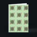 Christmas Mandala Pattern Kaart<br><div class="desc">Beautiful Christmas mandala pattern on a cozy fleece blanket. A festive holiday design featuring classic green and red tones,  perfect for winter home decor.</div>