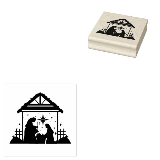 Christmas Manger Nativity Rubberstempel (Gestempeld)