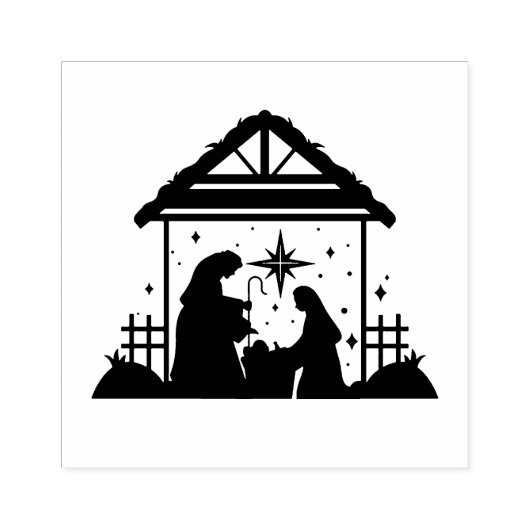Christmas Manger Nativity Rubberstempel (Afrduk)