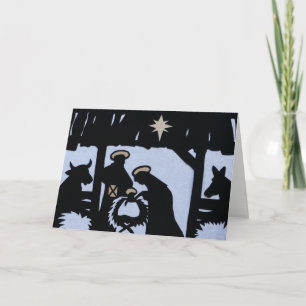 Christmas Manger Scene Card, Customizable rv Feestdagen Kaart