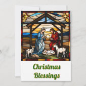 Christmas Manger Scene Faux Glas in lood stijl Kaart (Voorkant)