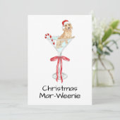 Christmas Mar-Weenie Teckel Hond Waterverf Feestdagenkaart (Staand voorkant)