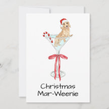 Christmas Mar-Weenie Teckel Hond Waterverf