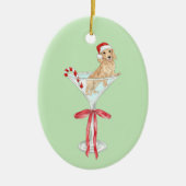 Christmas Mar-Weenie Teckel Hond Waterverf Keramisch Ornament (Voorkant)