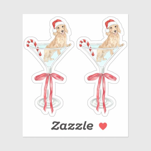 Christmas Mar-Weenie Teckel Hond Waterverf Sticker (Vel)
