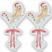 Christmas Mar-Weenie Teckel Hond Waterverf Sticker (Voorkant)
