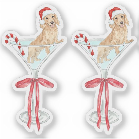 Christmas Mar-Weenie Teckel Hond Waterverf Sticker (Voorkant)