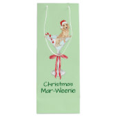 Christmas Mar-Weenie Teckel Hond Waterverf Wijn Cadeautas (Achterkant)
