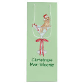 Christmas Mar-Weenie Teckel Hond Waterverf Wijn Cadeautas (Voorkant)