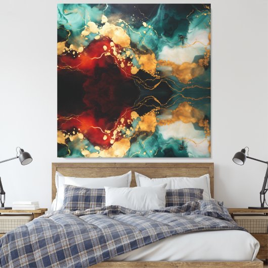Christmas Marble Reverie – Premium Wrapped Canvas (Insitu (Slaapkamer))