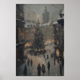 Christmas Market Art Printable Winter Vintage Holi Poster