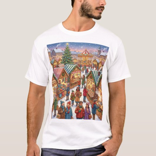 Christmas Market Magic – A Festive Town Square T-shirt (Voorkant)