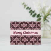 Christmas Maroon Art Deco Pattern Feestdagenkaart (Staand voorkant)