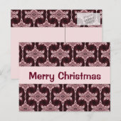 Christmas Maroon Art Deco Pattern Feestdagenkaart (Voorkant / Achterkant)