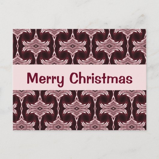 Christmas Maroon Art Deco Pattern Feestdagenkaart (Voorkant)