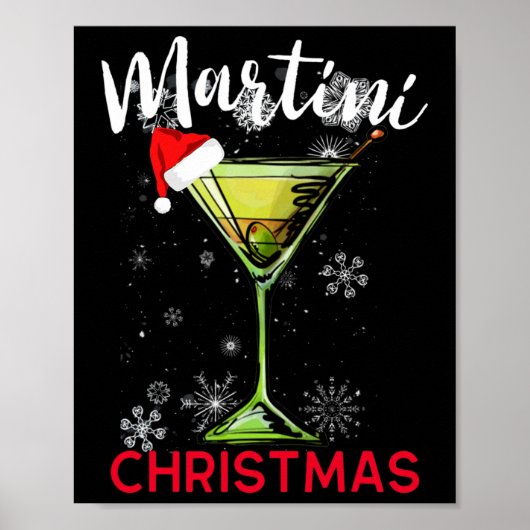 Christmas Martini Cocktail Happy Hour Fun Drink Gi Poster (Voorkant)