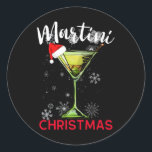 Christmas Martini Cocktail Happy Hour Fun Drink Gi Ronde Sticker<br><div class="desc">Kerst Martini Cocktail Happy Hour Fun Drink Cadeau</div>