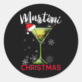 Christmas Martini Tail Happy Hour Fun Drink Gift Ronde Sticker (Voorkant)
