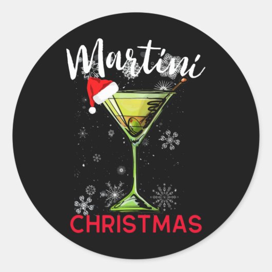 Christmas Martini Tail Happy Hour Fun Drink Gift  Ronde Sticker (Voorkant)