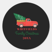 Christmas Matching Family Reunion Red Truck  Ronde Sticker (Voorkant)