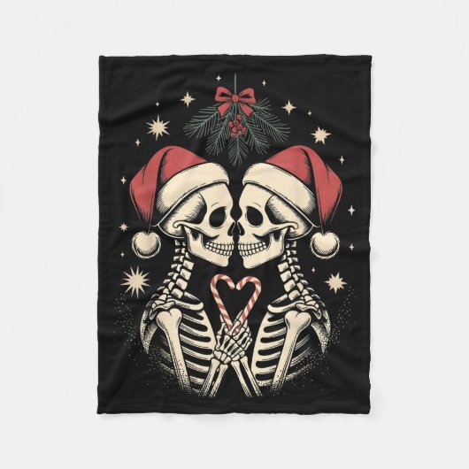 Christmas Matching Gothic Couple Dark Humor Skelet Fleece Deken (Voorkant)