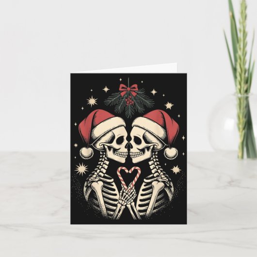 Christmas Matching Gothic Couple Dark Humor Skelet Kaart (Voorkant)