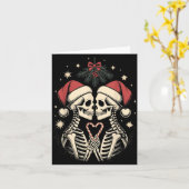 Christmas Matching Gothic Couple Dark Humor Skelet Kaart (Gele Bloem)