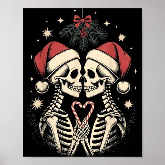 Christmas Matching Gothic Couple Dark Humor Skelet Poster (Voorkant)
