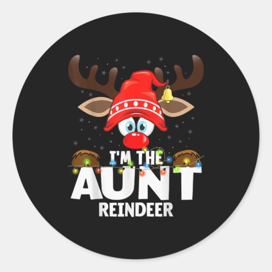 Christmas Matching I'm The Aunt Reindeer Ronde Sticker (Voorkant)