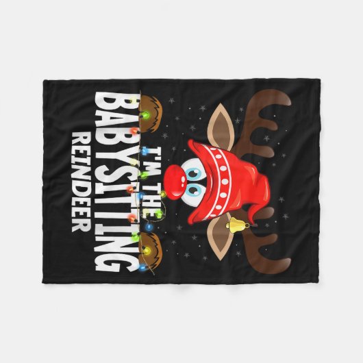 Christmas Matching I'm The Babysitting Reindeer  Fleece Deken (Voorkant (Horizontaal))